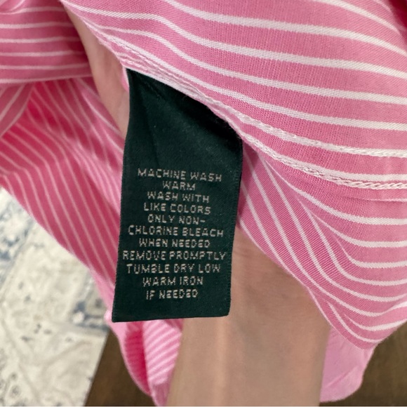 Ralph Lauren Lauren Pink Striped Non-Iron Button Down Shirt Women’s M - Picture 9 of 9